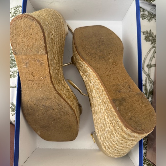 Stuart Weitzman NudistCurve Espadrille Wedge in Platino Gold size 8 - Picture 2 of 6